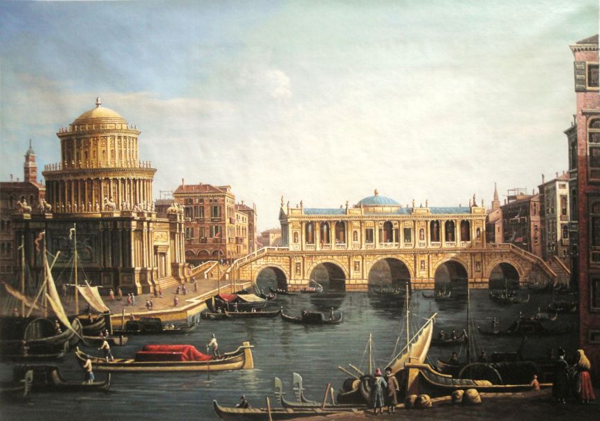 Джованни Каналетто «Гранд канал с воображаемым мостом Риальто и другими зданиями»