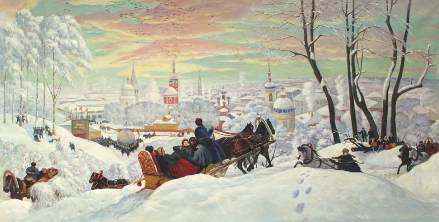 Картина Кустодиева Бориса Михайловича «Масленица» 